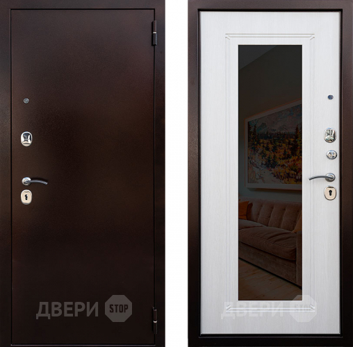 Входная металлическая Дверь Снедо Патриот зеркало Белая Лиственница в Солнечногорске