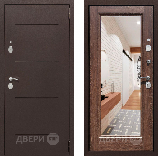Дверь Престиж 100 с зеркалом Медь/Дуб филадельфия коньяк в Солнечногорске