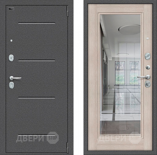Входная металлическая Дверь Bravo Porta S-2 104/П61 с зеркалом Капучино в Солнечногорске