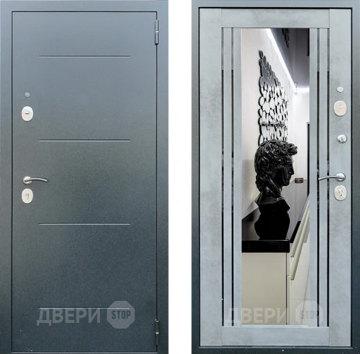 Дверь Престиж Люкс с зеркалом Бетон в Солнечногорске