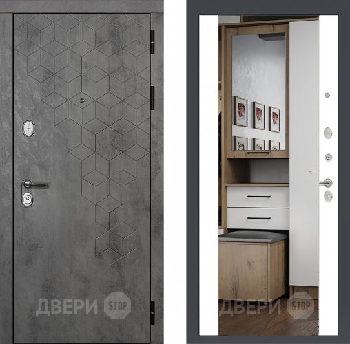 Райтвер Бетон 1501 с зеркалом Белый матовый  в Солнечногорске