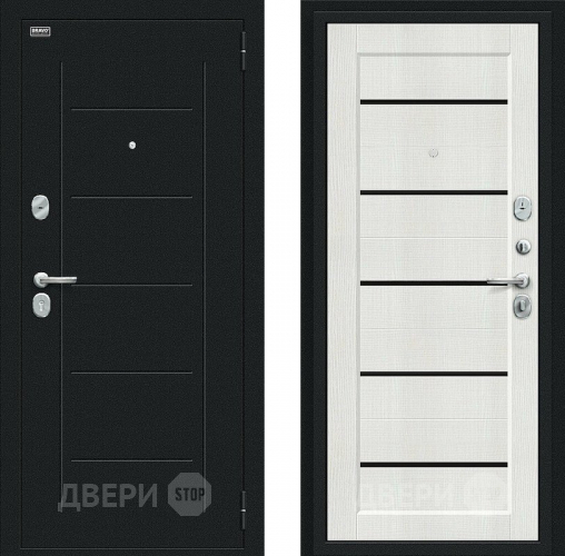 Входная металлическая Дверь Bravo Борн Букле черное/Bianco Veralinga в Солнечногорске