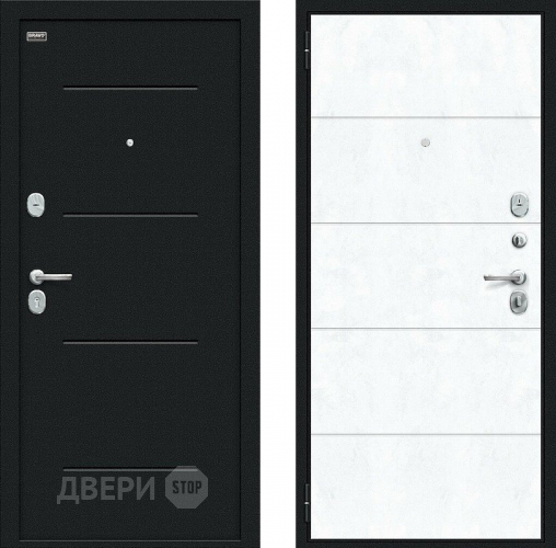 Входная металлическая Дверь внутреннего открывания Bravo Граффити-1 Инсайд Букле черное/Snow Art в Солнечногорске
