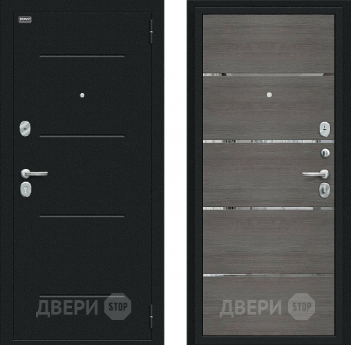 Дверь Bravo Лайн Букле черное/Grey Veralinga в Солнечногорске