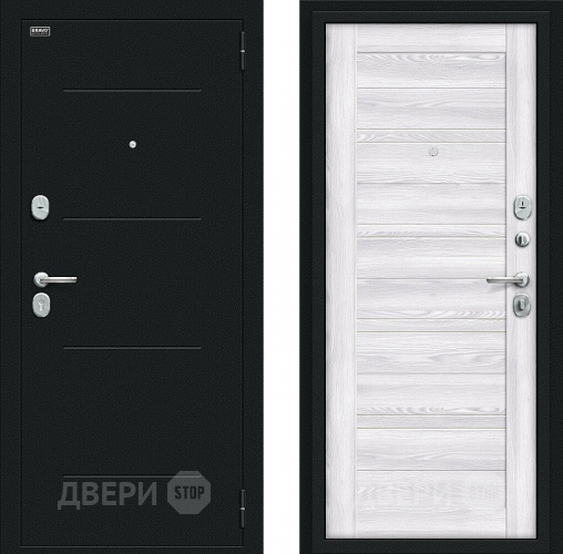 Входная металлическая Дверь Bravo Сити Kale Букле черное/Riviera Ice в Солнечногорске