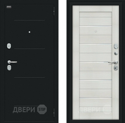 Входная металлическая Дверь Bravo Техно Kale Букле черное/Bianco Veralinga в Солнечногорске