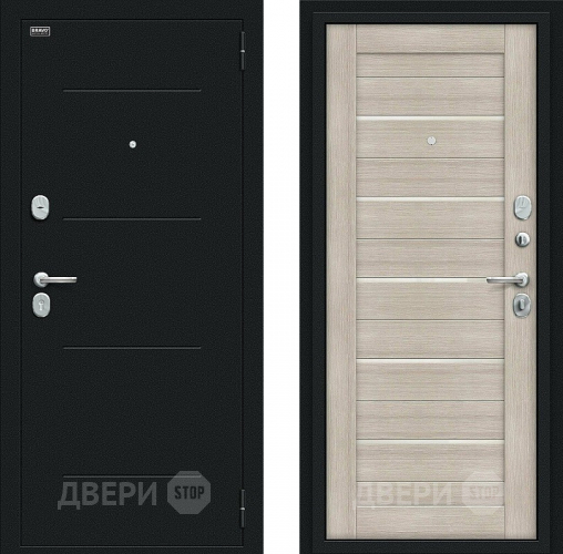 Входная металлическая Дверь Bravo Техно Kale Букле черное/Cappuccino Veralinga в Солнечногорске