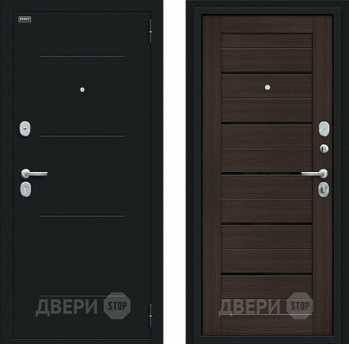 Входная металлическая Дверь Bravo Техно Kale Букле черное/Wenge Veralinga в Солнечногорске