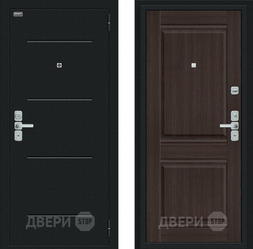 Входная металлическая Дверь Bravo Нео Букле черное/Wenge Veralinga в Солнечногорске