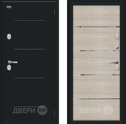 Дверь Bravo Thermo Лайн Букле черное/Cappuccino Veralinga в Солнечногорске