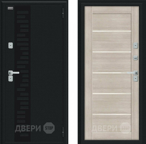 Дверь Bravo Thermo Техно Декор Букле черное/Cappuccino Veralinga в Солнечногорске