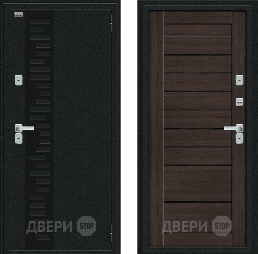 Входная металлическая Дверь Bravo Thermo Техно Декор Букле черное/Wenge Veralinga в Солнечногорске