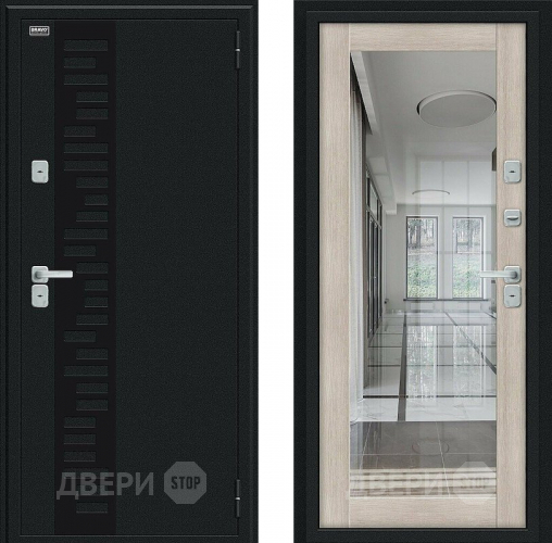 Дверь Bravo Thermo Флэш Декор Букле черное/Cappuccino Veralinga в Солнечногорске