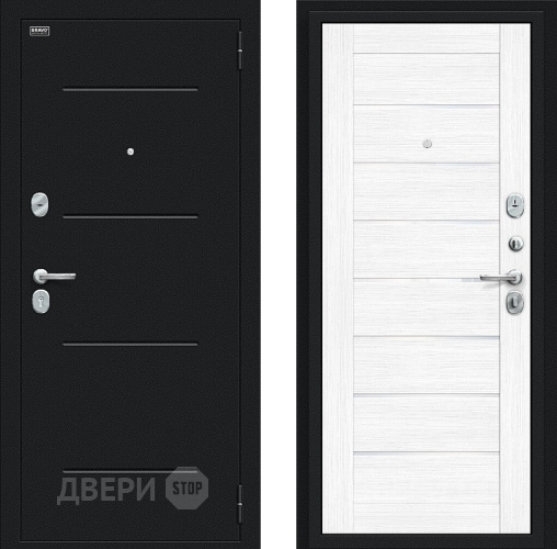 Входная металлическая Дверь Bravo Техно Букле черное/Snow Melinga в Солнечногорске