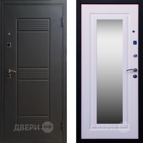 Входная металлическая Дверь СТОП ЗЕРКАЛО Ясень Белый в Солнечногорске