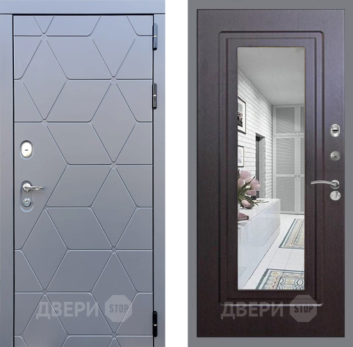 Входная металлическая Дверь Стоп КОСМО Зеркало ФЛ-120 Венге в Солнечногорске