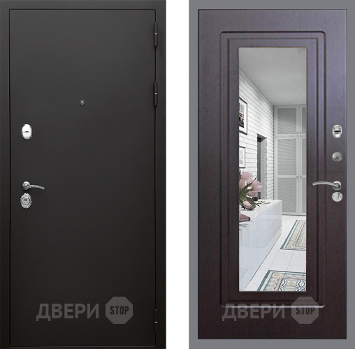 Входная металлическая Дверь Стоп КЛАССИК Шагрень Зеркало ФЛ-120 Венге в Солнечногорске