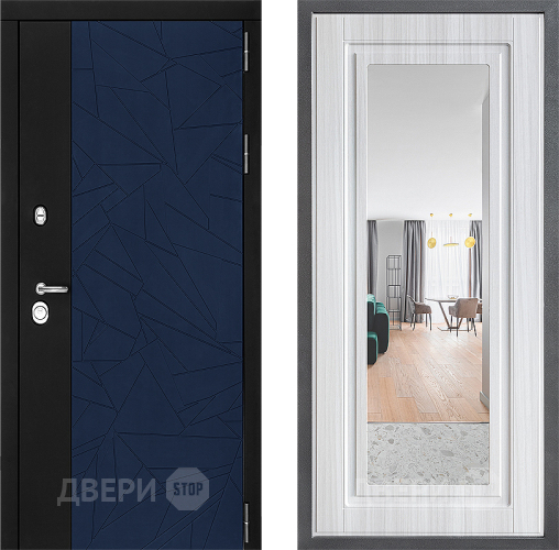 Входная металлическая Дверь Дверной континент ДК-9 ФЛЗ Зеркало Сандал белый в Солнечногорске