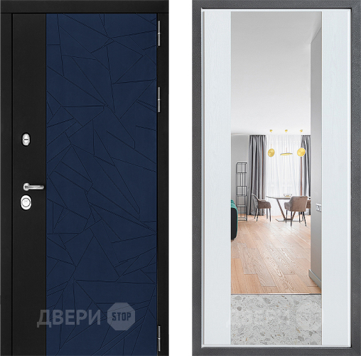 Входная металлическая Дверь Дверной континент ДК-9 ФЛЗ-1 Зеркало Белое дерево в Солнечногорске