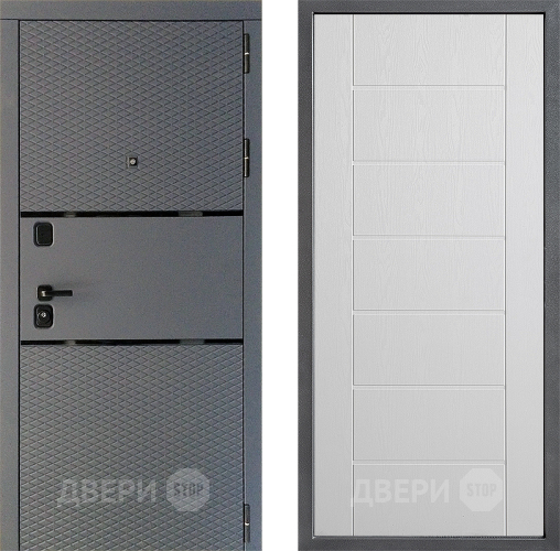 Входная металлическая Дверь Дверной континент Диамант Дизайн ФЛ-Лайн Белое дерево в Солнечногорске