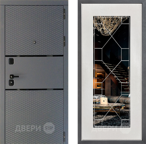 Дверь Дверной континент Диамант Дизайн ФЛ-Тиффани Зеркало Белое дерево в Солнечногорске