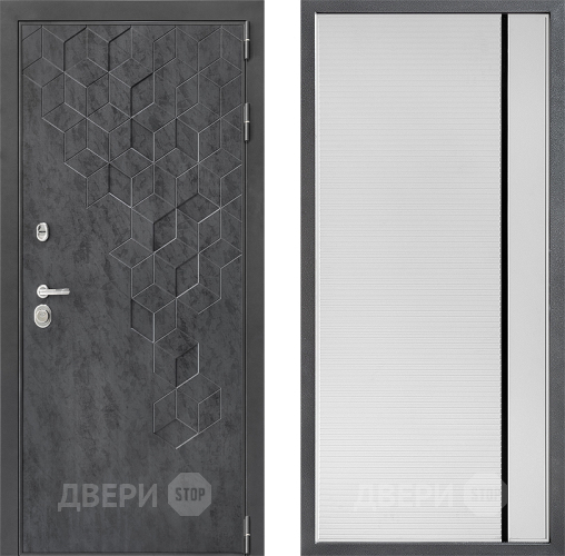 Входная металлическая Дверь Дверной континент ДК-3/713 ФЛ-757 Черное Стекло Софт милк в Солнечногорске