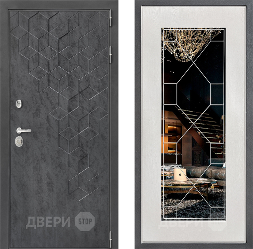 Дверь Дверной континент ДК-3/713 ФЛ-Тиффани Зеркало Белое дерево в Солнечногорске
