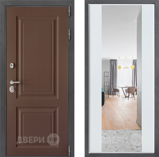 Дверь Дверной континент ДК-3/729 ФЛЗ-1 Зеркало Белое дерево в Солнечногорске