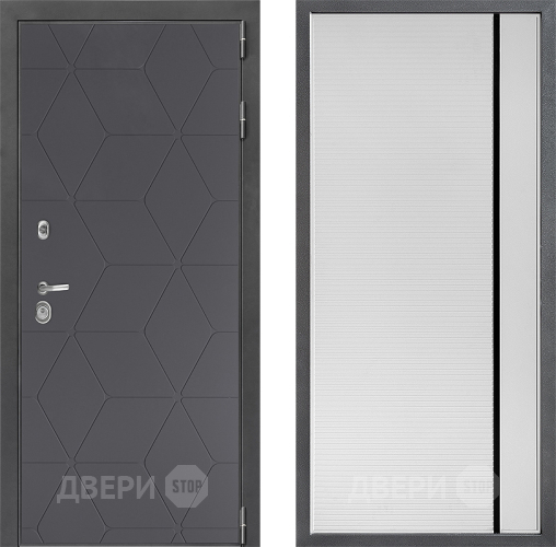 Входная металлическая Дверь Дверной континент ДК-3/744 ФЛ-757 Черное Стекло Софт милк в Солнечногорске