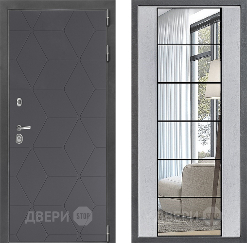 Дверь Дверной континент ДК-3/744 ФЛЗ-2 Зеркало Бетон светлый в Солнечногорске
