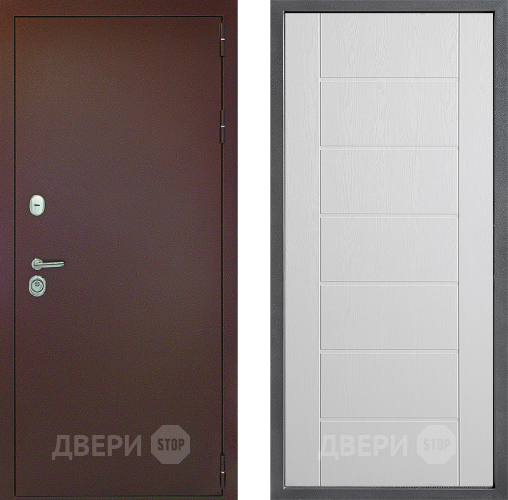 Входная металлическая Дверь Дверной континент Рубикон Медь Дизайн ФЛ-Лайн Белое дерево в Солнечногорске