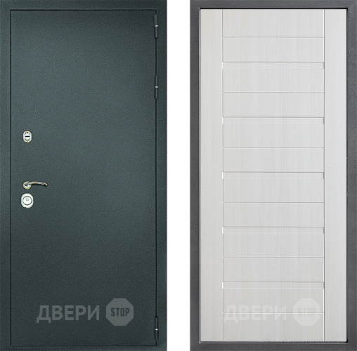 Входная металлическая Дверь Дверной континент Рубикон Серебро Дизайн ФЛ-70 Лиственница белая в Солнечногорске