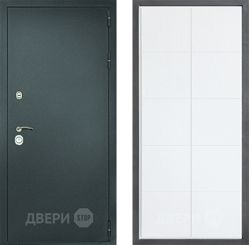 Входная металлическая Дверь Дверной континент Рубикон Серебро Дизайн ФЛ-Кватро Белое дерево в Солнечногорске
