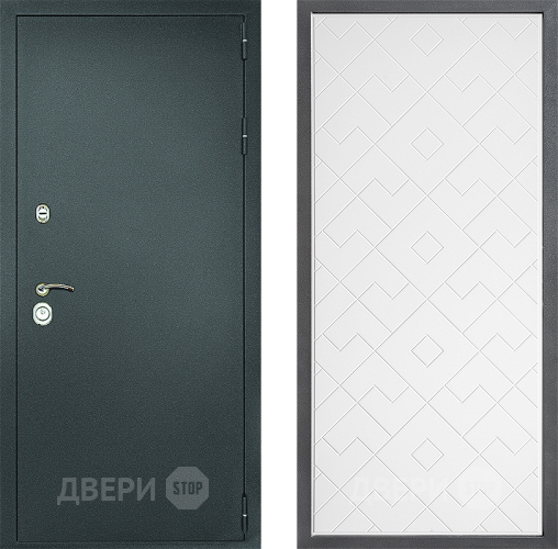 Входная металлическая Дверь Дверной континент Рубикон Серебро Дизайн ФЛ-Тиффани Белый софт в Солнечногорске