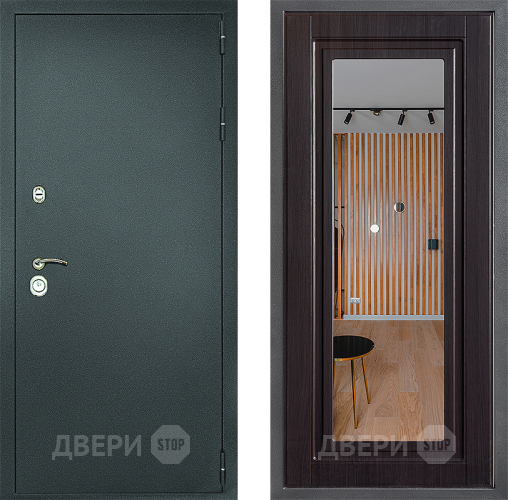 Входная металлическая Дверь Дверной континент Рубикон Серебро Дизайн ФЛЗ Зеркало Венге в Солнечногорске