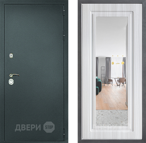 Входная металлическая Дверь Дверной континент Рубикон Серебро Дизайн ФЛЗ Зеркало Сандал белый в Солнечногорске