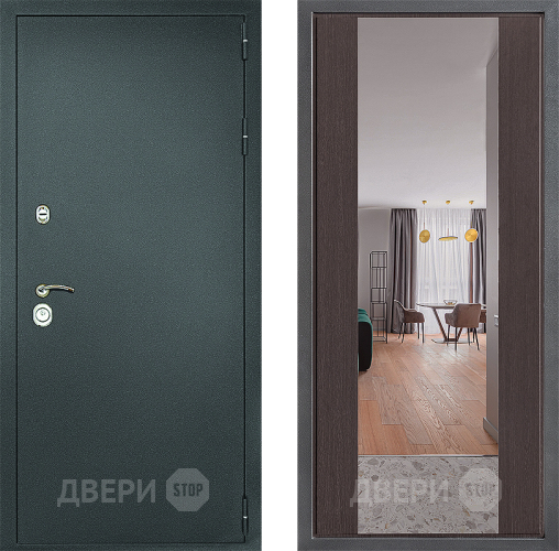 Дверь Дверной континент Рубикон Серебро Дизайн ФЛЗ-1 Зеркало Венге в Солнечногорске