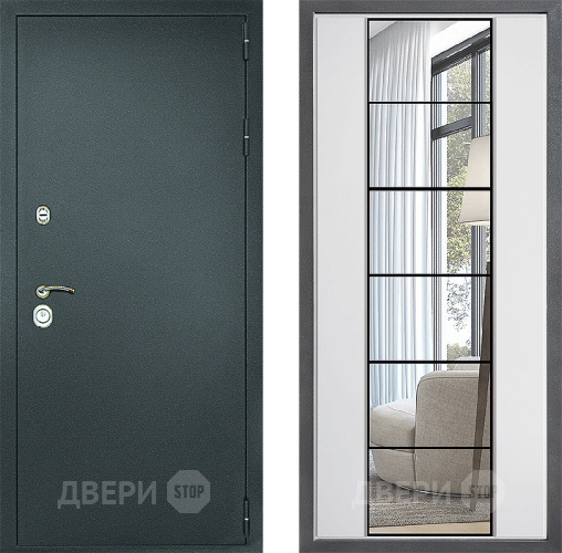 Дверь Дверной континент Рубикон Серебро Дизайн ФЛЗ-2 Зеркало Белый софт в Солнечногорске