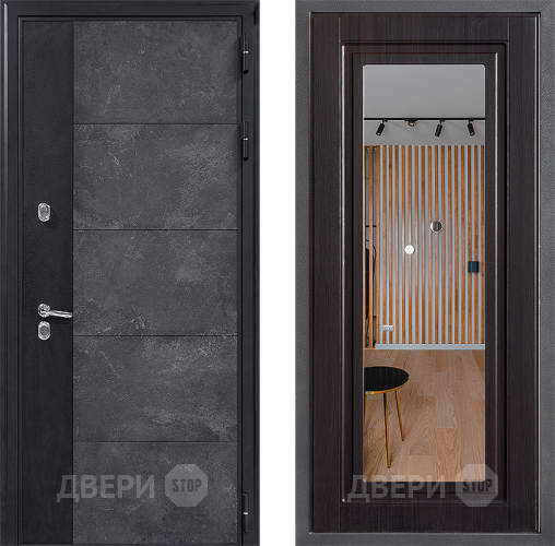 Входная металлическая Дверь Дверной континент ДК-15 Бетон ТЕРМО ФЛЗ Зеркало Венге в Солнечногорске