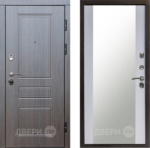 Входная металлическая Дверь Престиж Классика Венге Зеркало Белый софт в Солнечногорске