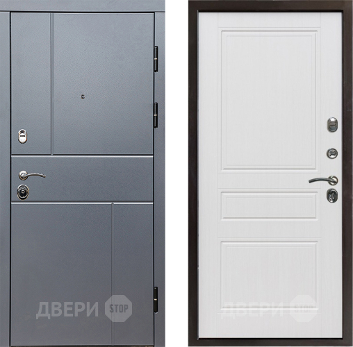 Входная металлическая Дверь Престиж Горизонт Грэй Классика Белое дерево в Солнечногорске