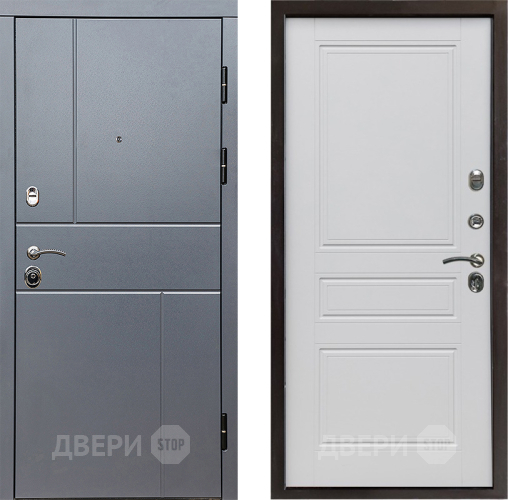 Входная металлическая Дверь Престиж Горизонт Грэй Классика Белый матовый в Солнечногорске