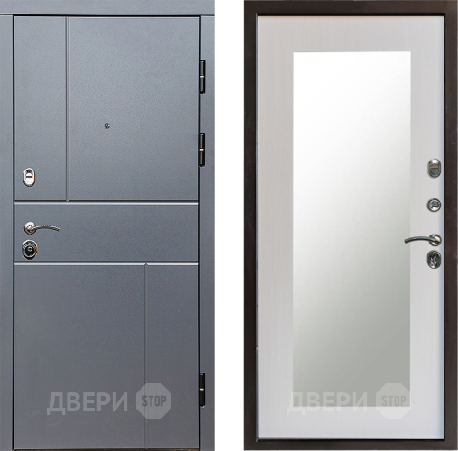 Входная металлическая Дверь Престиж Горизонт Грэй Зеркло Пастораль Лиственница белая в Солнечногорске