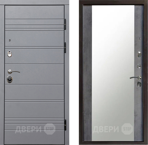 Входная металлическая Дверь Престиж Линия Грэй Зеркало Бетон темный в Солнечногорске