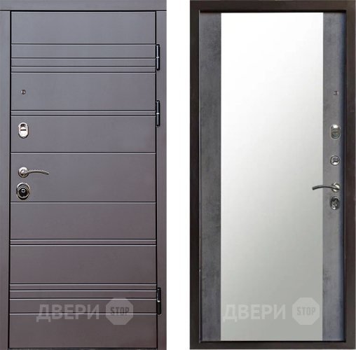 Входная металлическая Дверь Престиж Линия Браун Зеркало Бетон темный в Солнечногорске