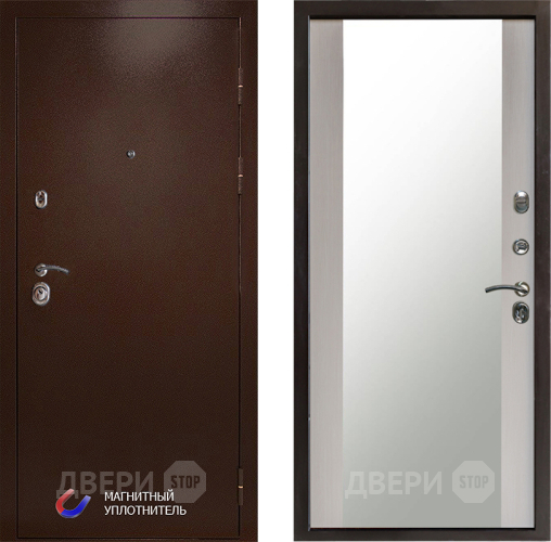 Входная металлическая Дверь Престиж Медь Зеркало Лиственница белая в Солнечногорске