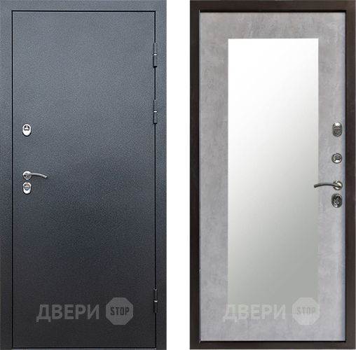 Входная металлическая Дверь Престиж TERMO с терморазрывом Снегирь Серебро Зеркало пастораль Бетон светлый в Солнечногорске