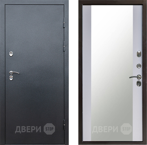Дверь Престиж TERMO с терморазрывом Снегирь Серебро Зеркало Белый софт в Солнечногорске