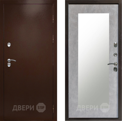 Входная металлическая Дверь Престиж TERMO с терморазрывом Снегирь Медь Зеркало пастораль Бетон светлый в Солнечногорске