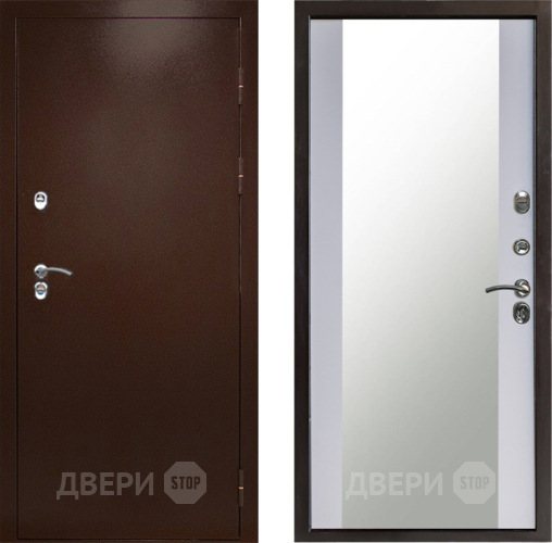 Дверь Престиж TERMO с терморазрывом Снегирь Медь Зеркало Белый софт в Солнечногорске